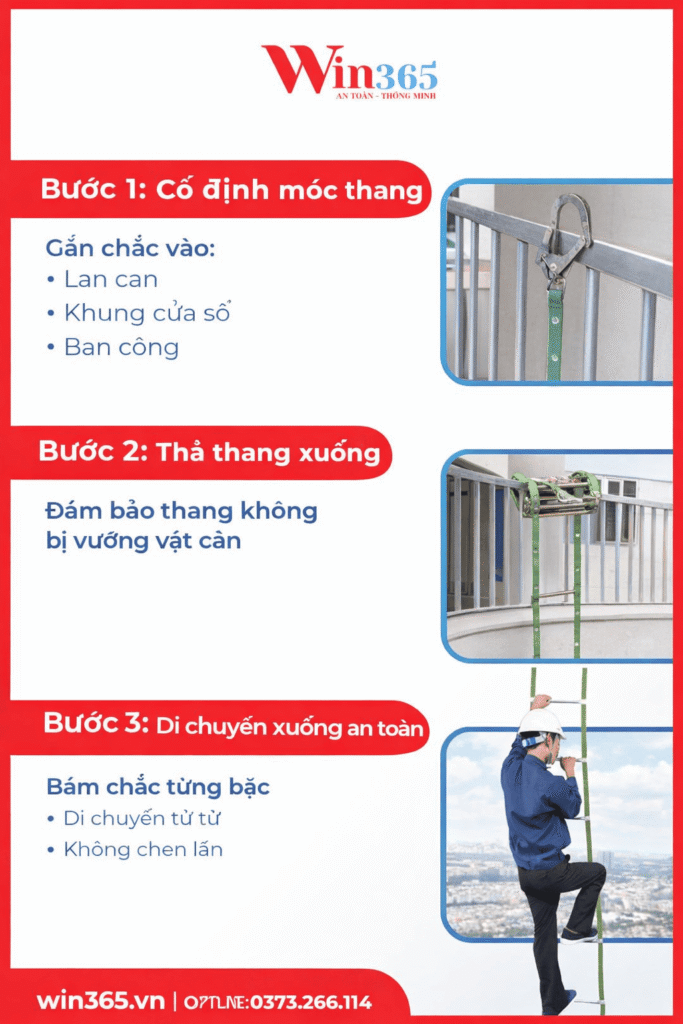 Hướng dẫn sử dụng than g dây thoát hiểm Huy Hoàng