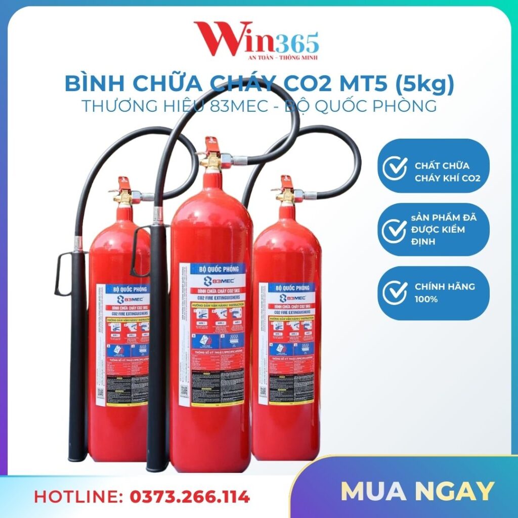 Bình chữa cháy CO2 MT5 (5kg) Bộ Quốc Phòng 83MEC