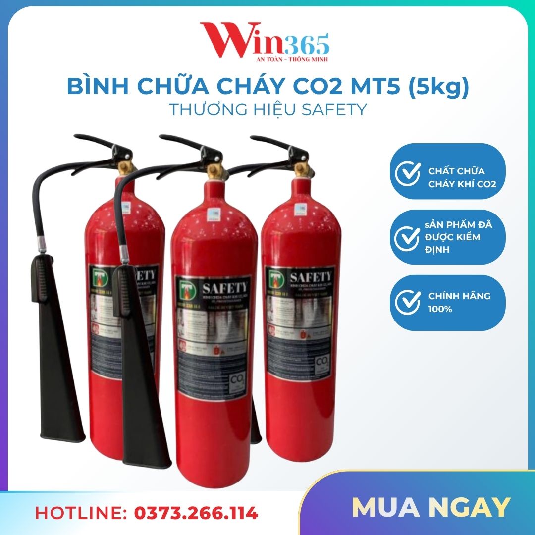 Bình chữa cháy CO2 5kg Safety MT5