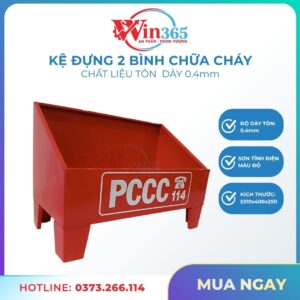 Kệ đựng 2 bình chữa cháy bằng tôn đỏ chống rỉ, tải trọng 80Kg
