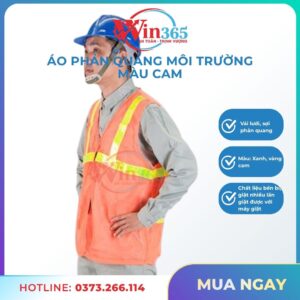 Áo phản quang màu cam dạng lưới polyester, dải phản quang rộng 5cm, thoáng mát, nhanh khô và phản quang tốt. Phân phối bởi WIN365.