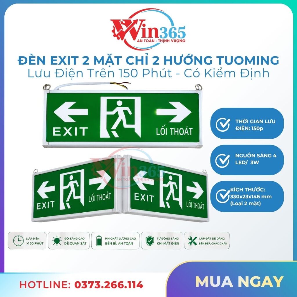 Đèn Exit 2 Mặt Chỉ 2 Hướng Tuoming Giá Rẻ