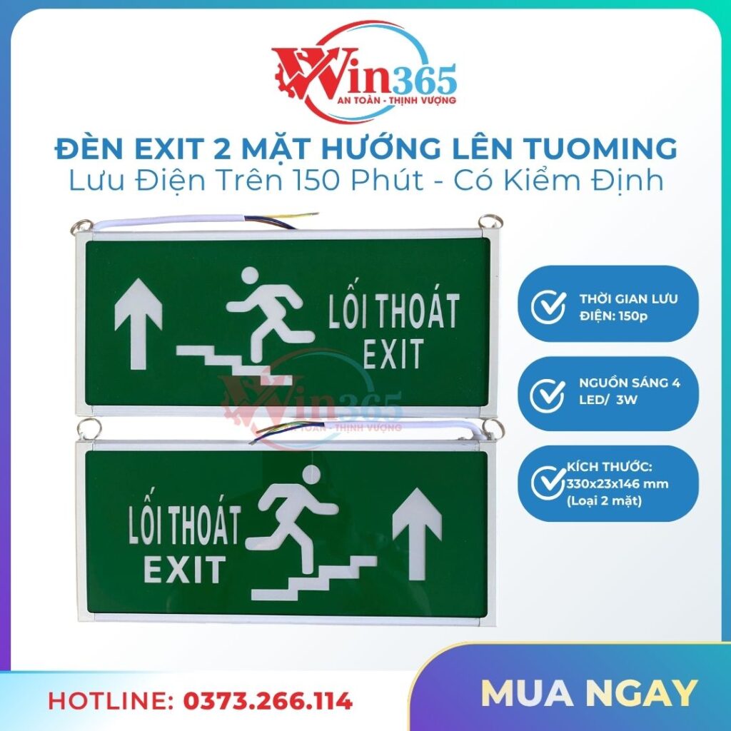 Đèn exit 2 mặt hướng lên Tuoming