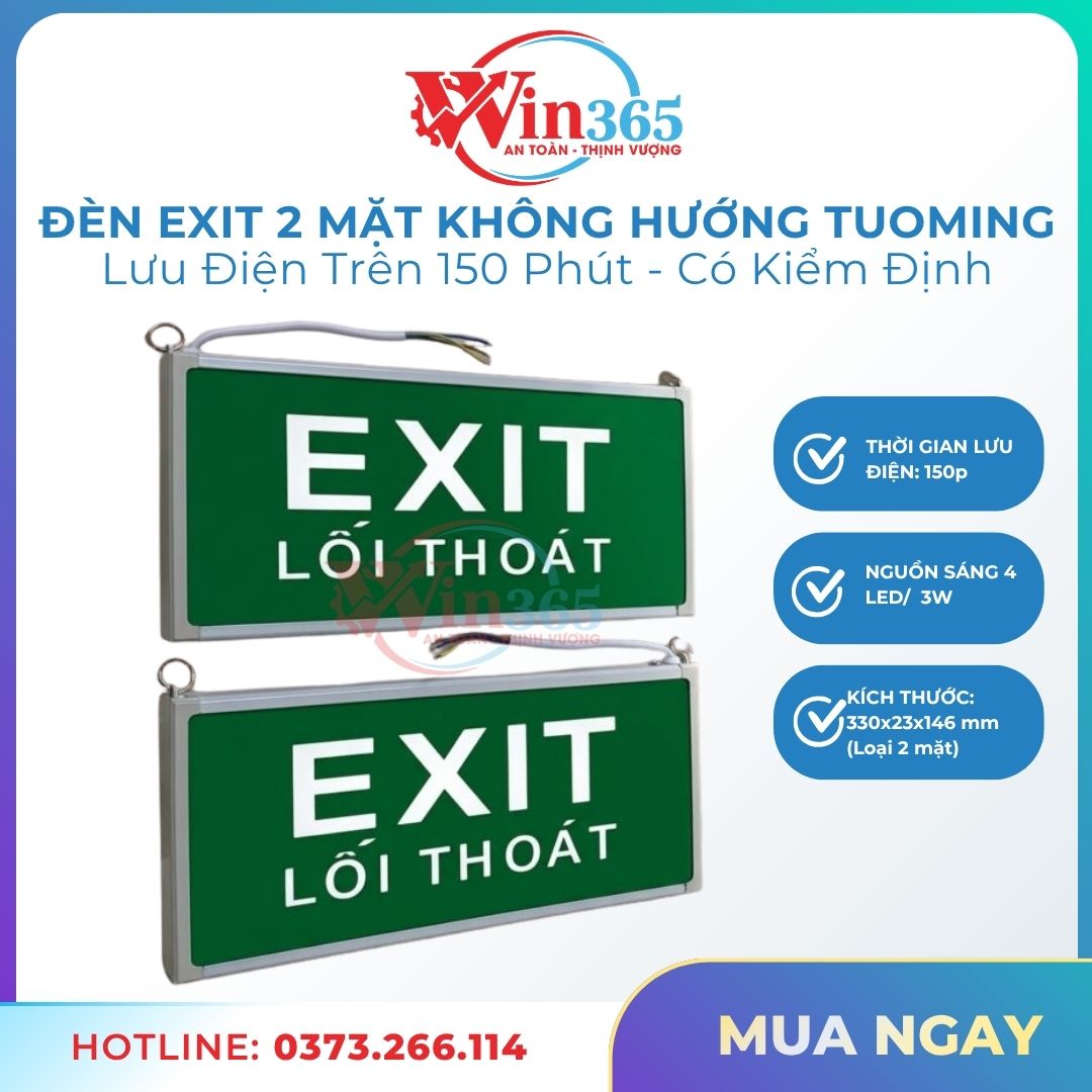 Đèn Exit 2 Mặt Không Chỉ Hướng Tuoming Giá Rẻ
