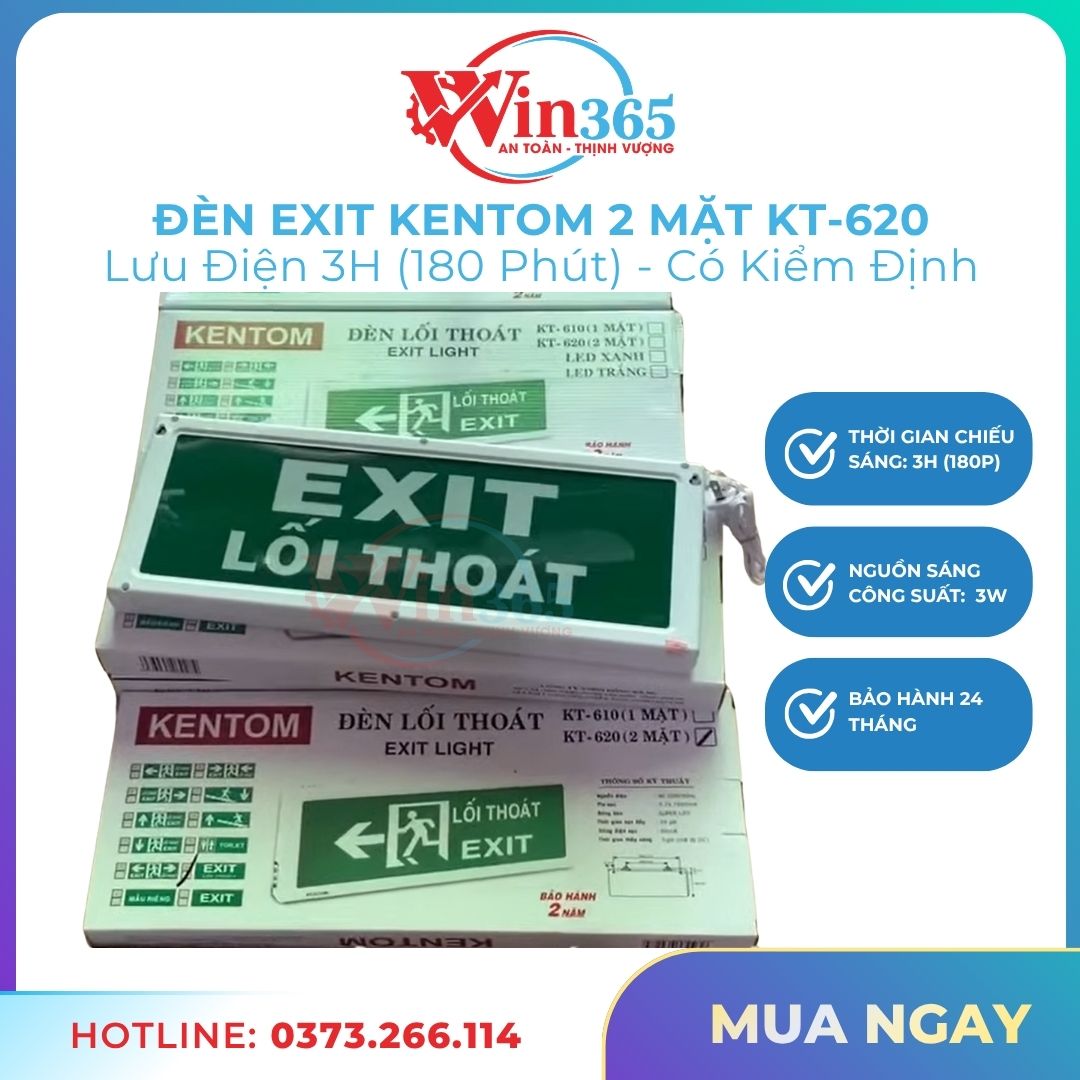 Báo giá Hộp đèn exit Kentom 2 mặt KT620