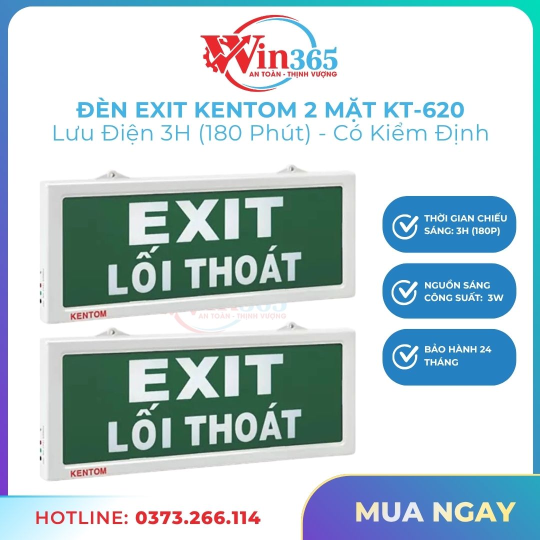 Đèn exit Kentom 2 mặt KT620