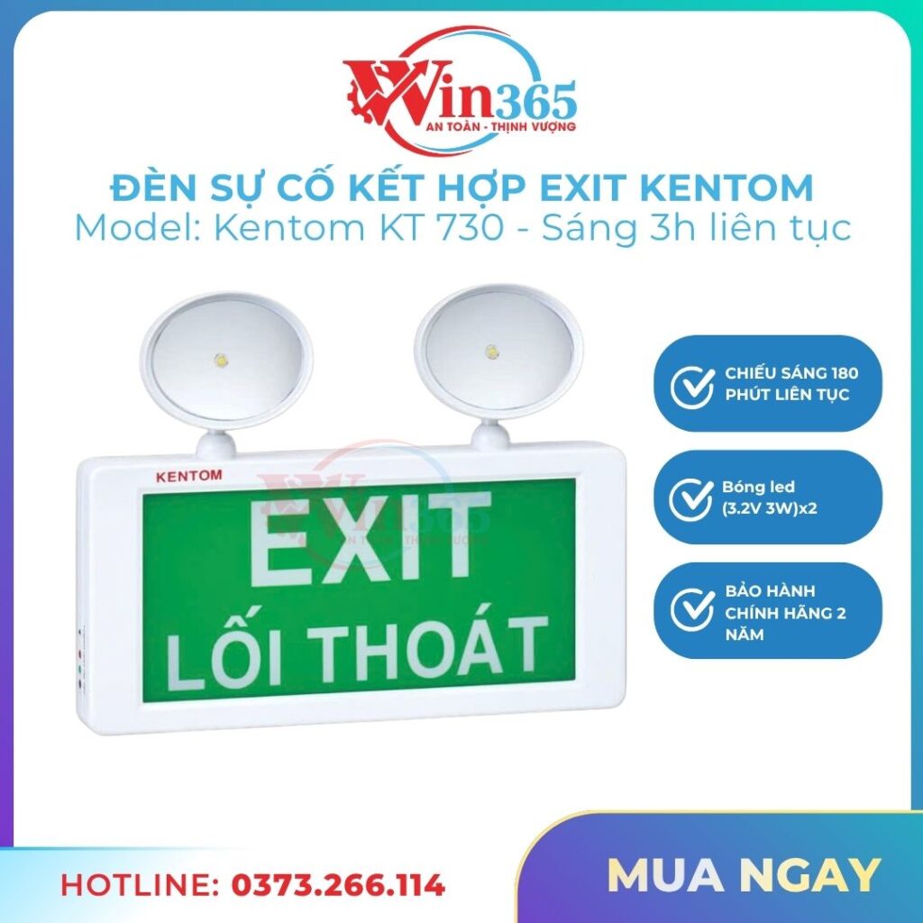 Đèn Sự Cố Kết Hợp Exit Kentom KT730