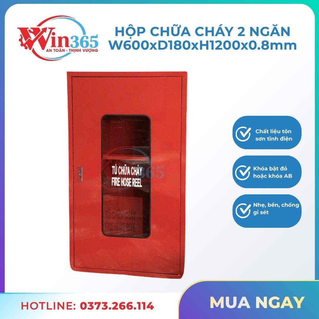 Hộp Chữa Cháy 2 Ngăn 600x180x1200mm Dày 0.8mm Hàng Chuẩn - Ảnh 3