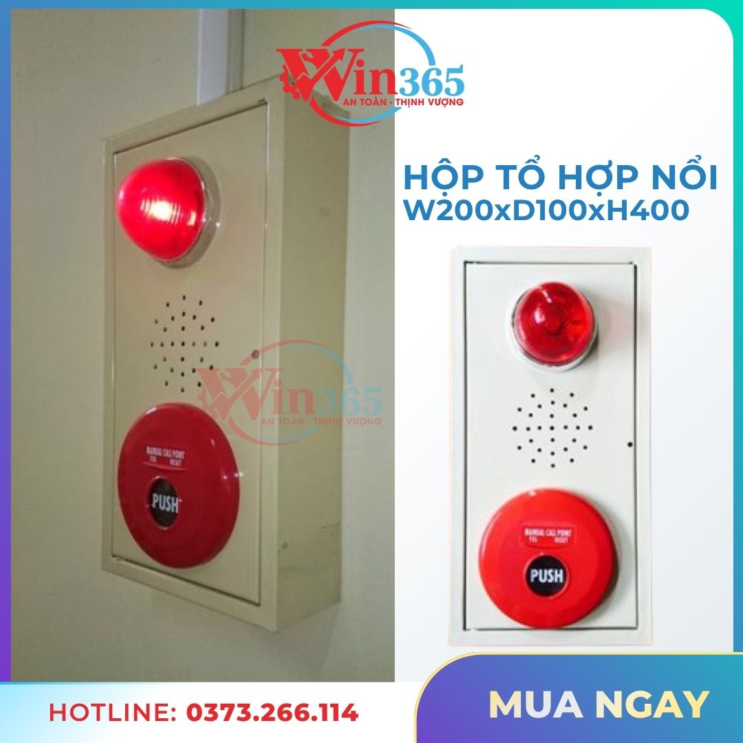 Hộp tổ hợp nổi bằng thép sơn tĩnh điện tích hợp chuông đèn nút ấn