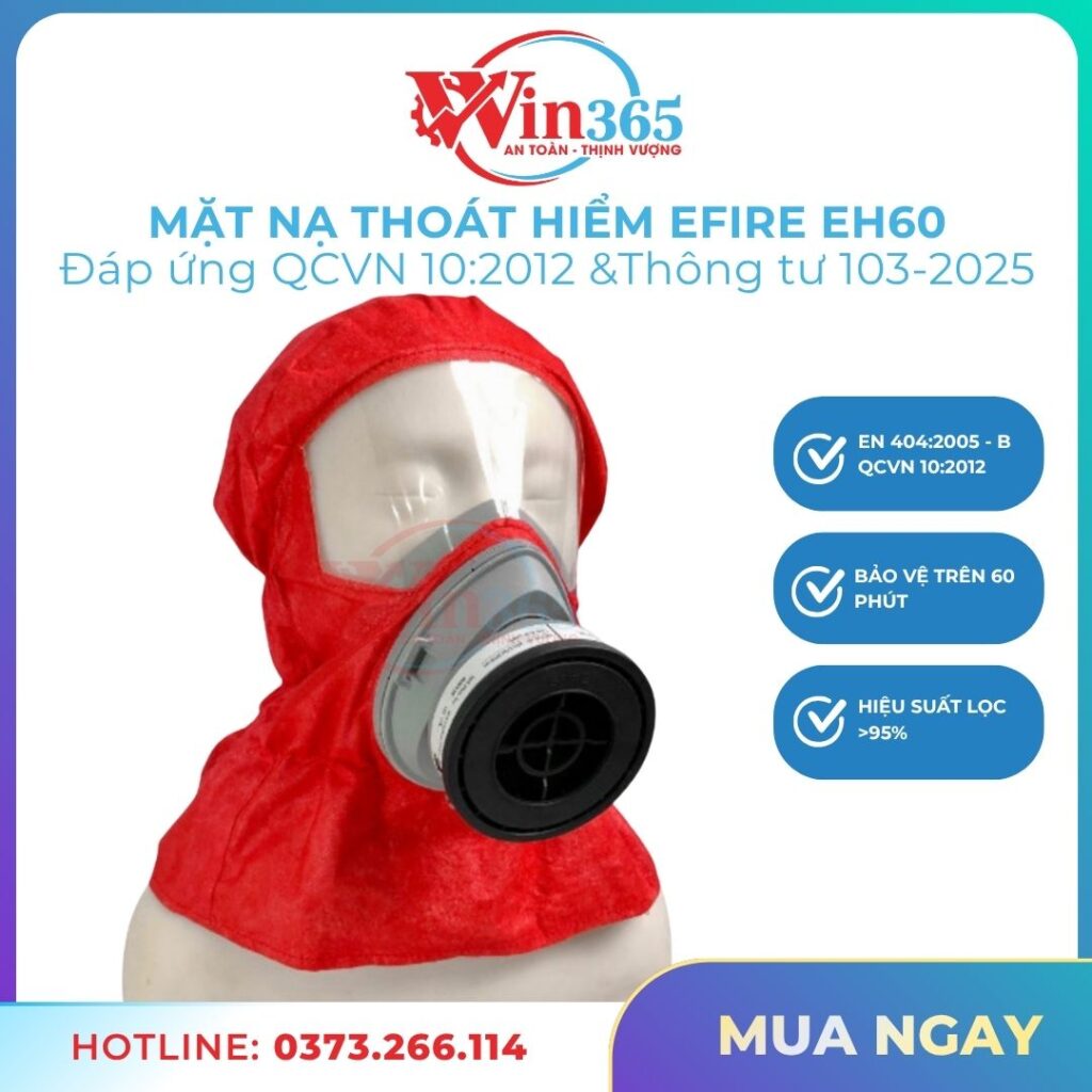 Mặt nạ thoát hiểm EFIRE EH60 Đáp Ứng Chuẩn Thông Tư 103/2025