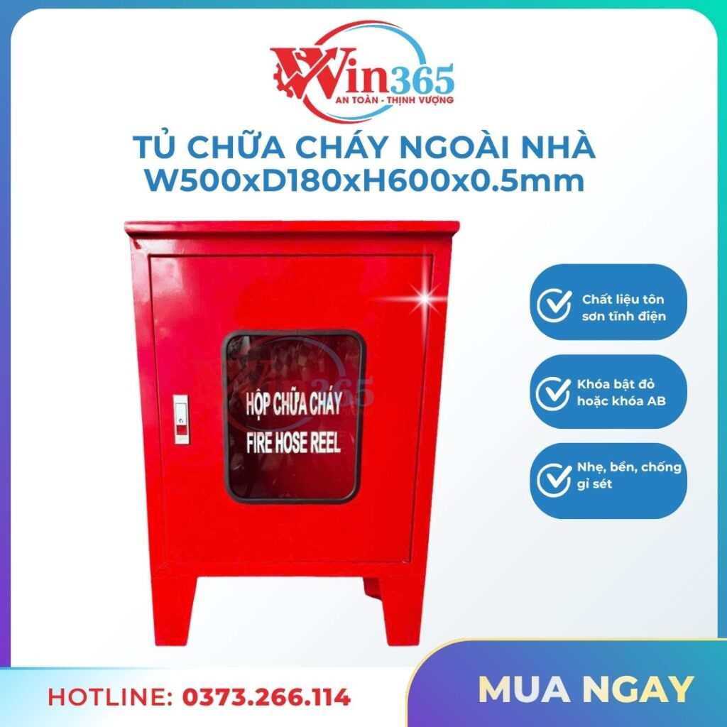 Tủ Chữa Cháy Ngoài Nhà 500x180x600mm Có Chân đế 150m