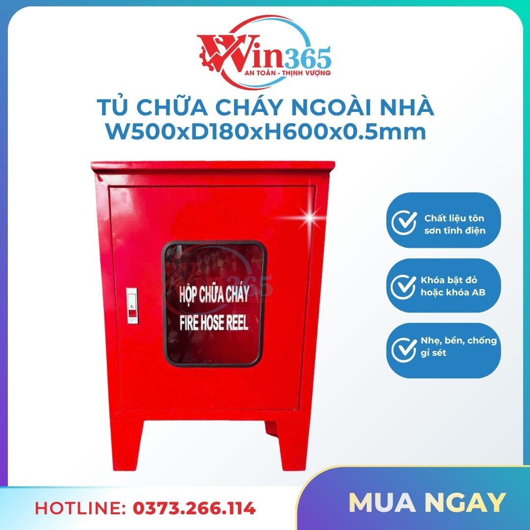 Tủ Chữa Cháy Ngoài Nhà 500x180x600mm Có Chân đế 150m