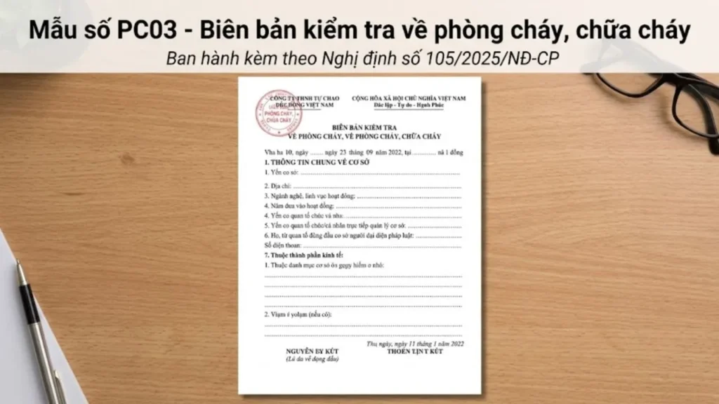 Mẫu số PC03 - Biên bản kiểm tra pccc