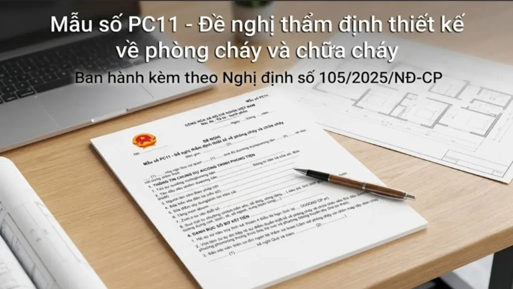 Mẫu số PC11 (Đề nghị thẩm định thiết kế về phòng cháy và chữa cháy) ban hành kèm theo Nghị định số 105/2025/NĐ-CP