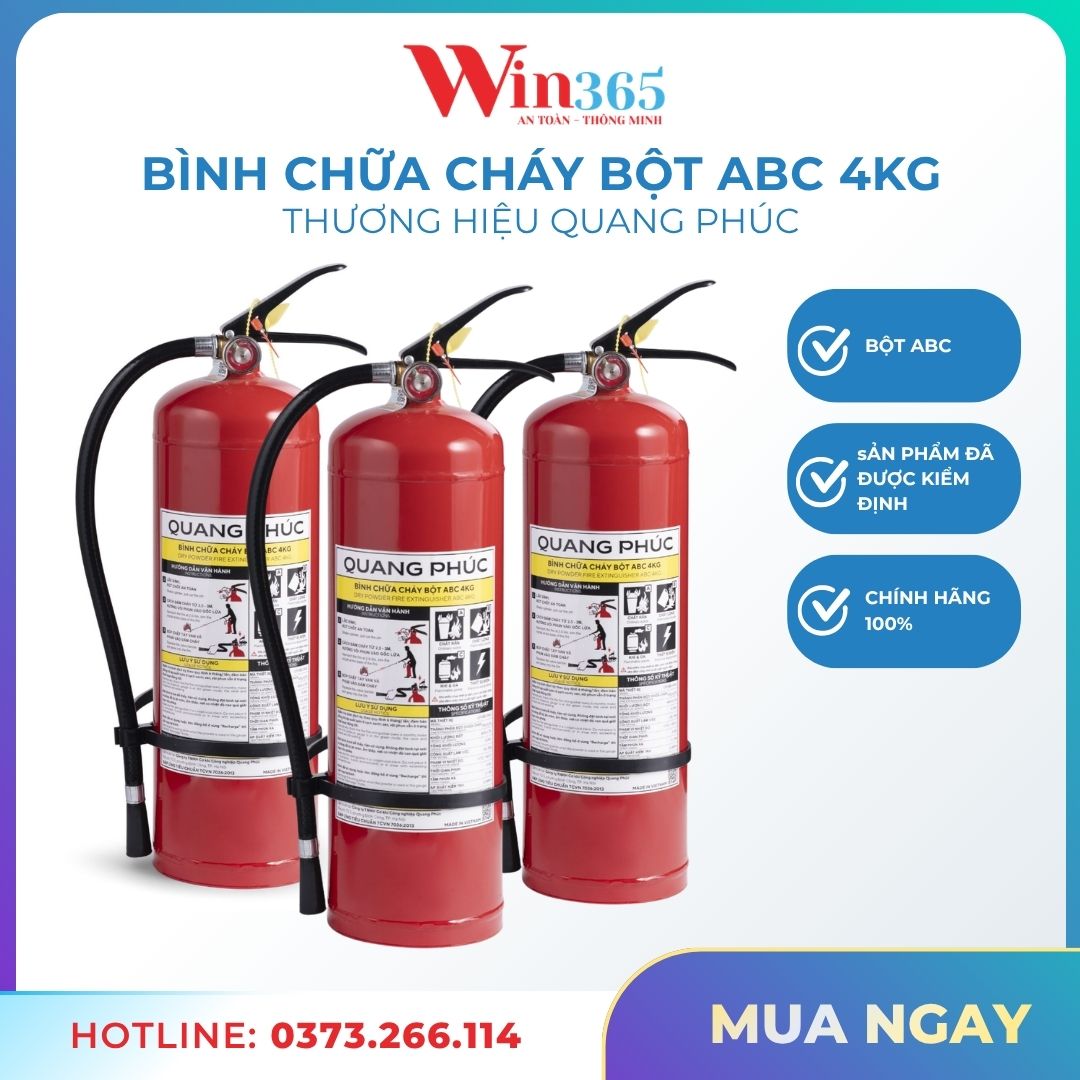 Bình chữa cháy bột ABC 4kg Quang Phúc
