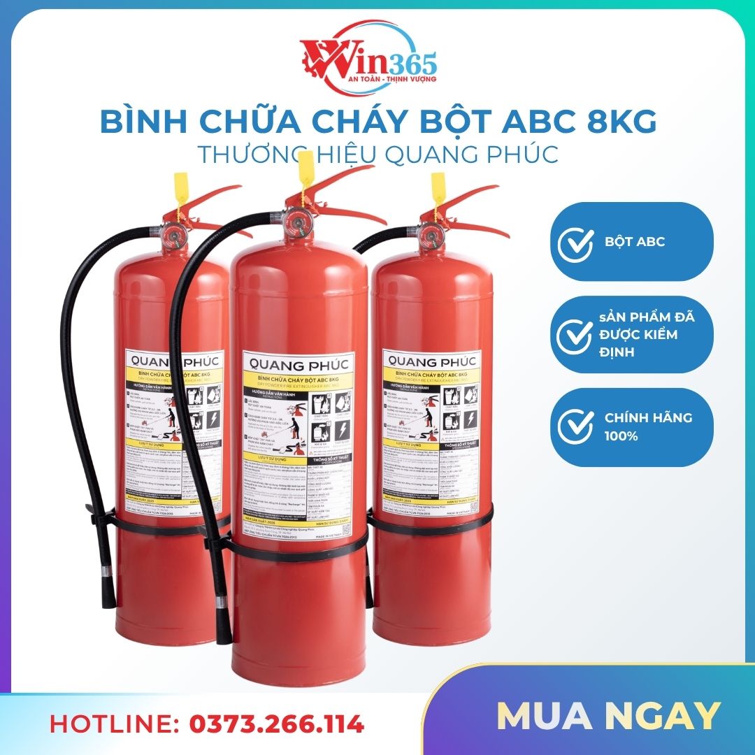 Bình chữa cháy bột ABC 8kg Quang Phúc