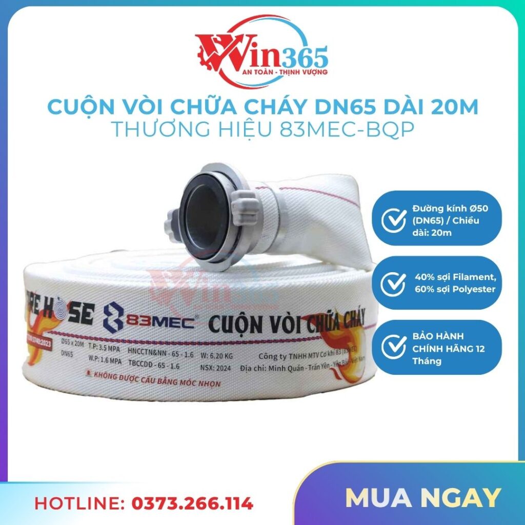 Cuộn vòi chữa cháy DN65 83MEC- Bộ Quốc Phòng