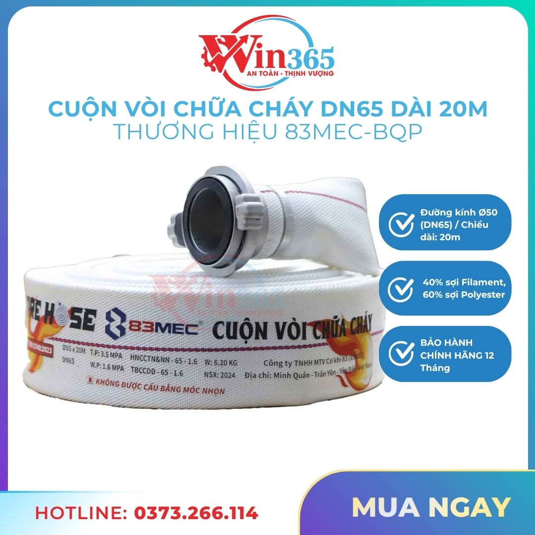Cuộn vòi chữa cháy DN65 83MEC- Bộ Quốc Phòng