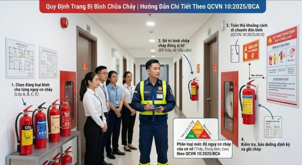 Quy định trang bị bình chữa cháy theo QCVN10:2025/BCA