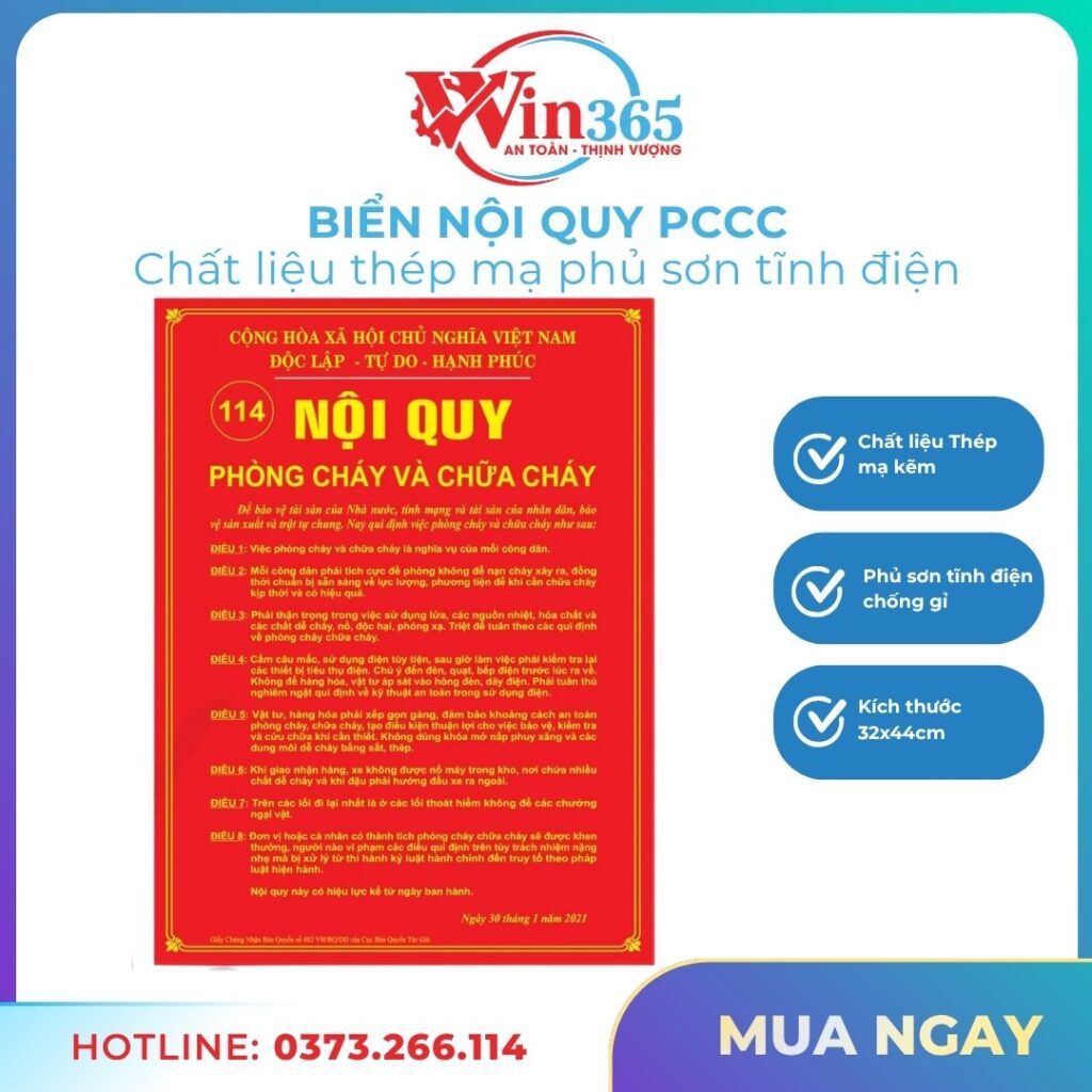 Tấm nội quy pccc