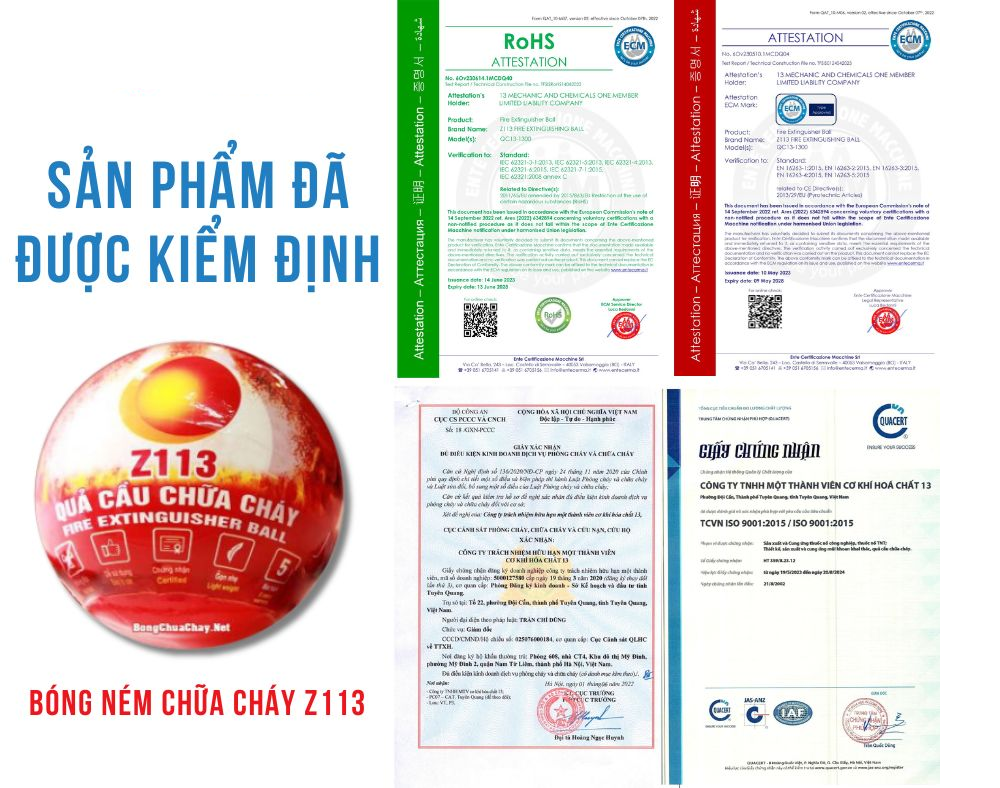 Giấy kiểm định sản phẩm bóng chữa cháy z113