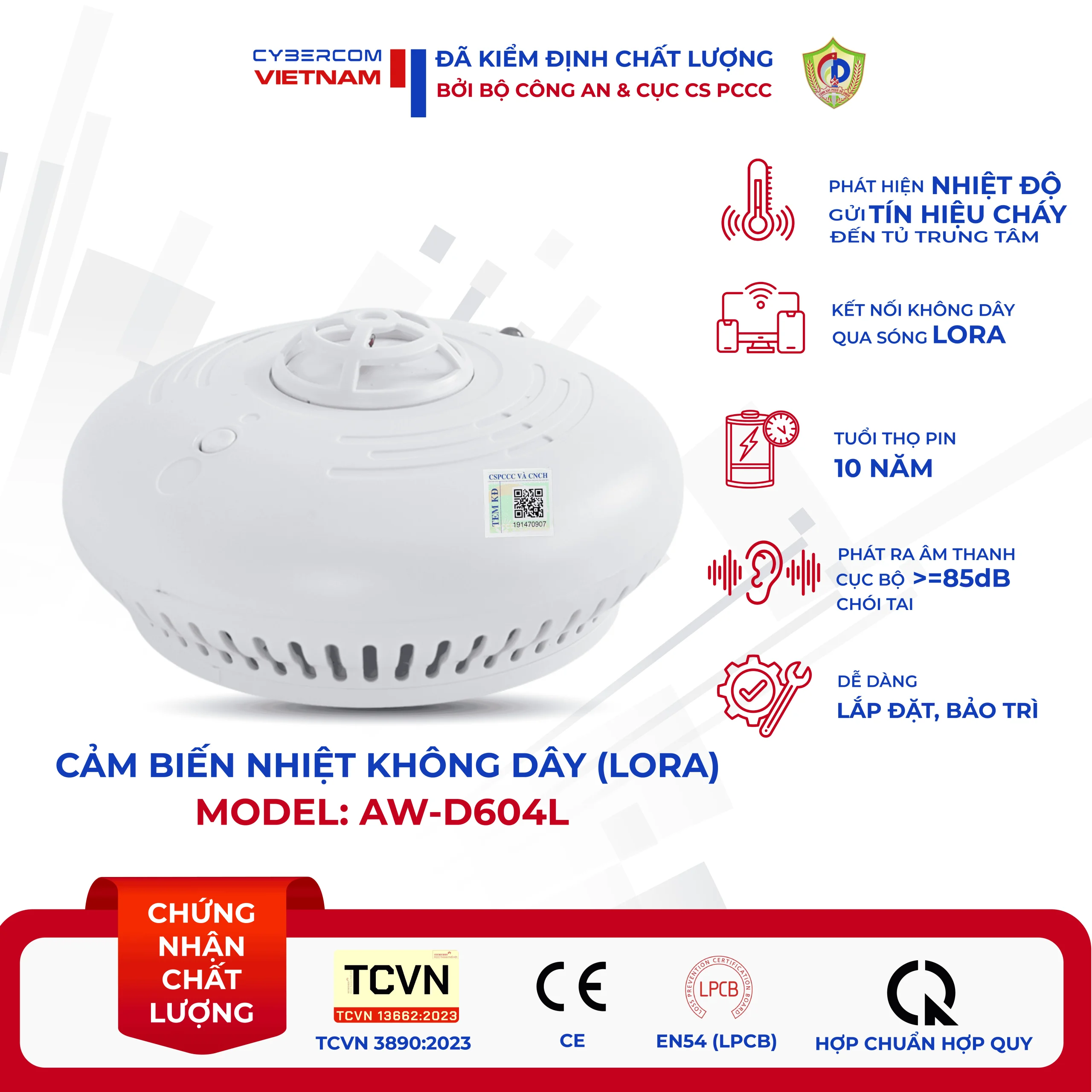 Đầu Báo Nhiệt Cybercom AW-D604L - Ảnh 3