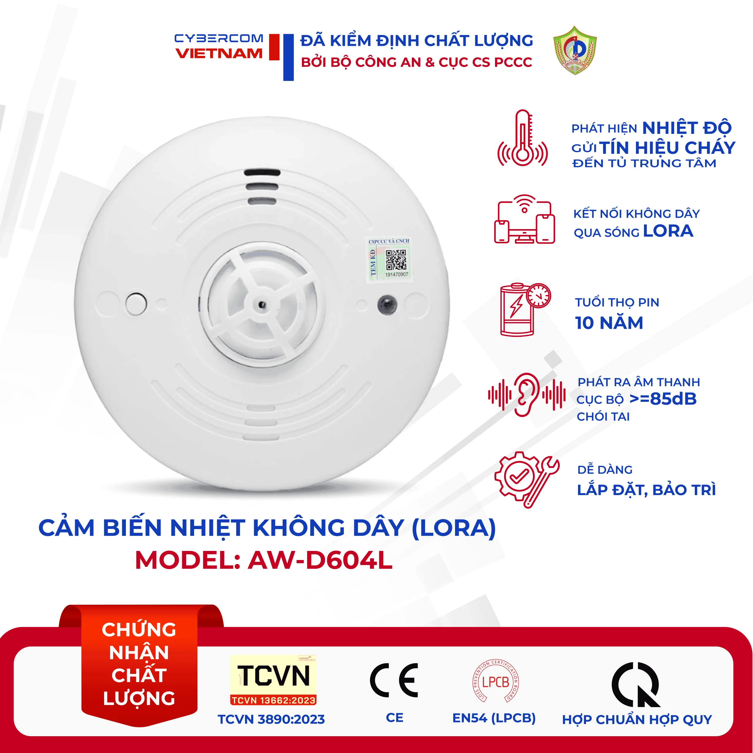 Đầu Báo Nhiệt Cybercom AW-D604L - Ảnh 2