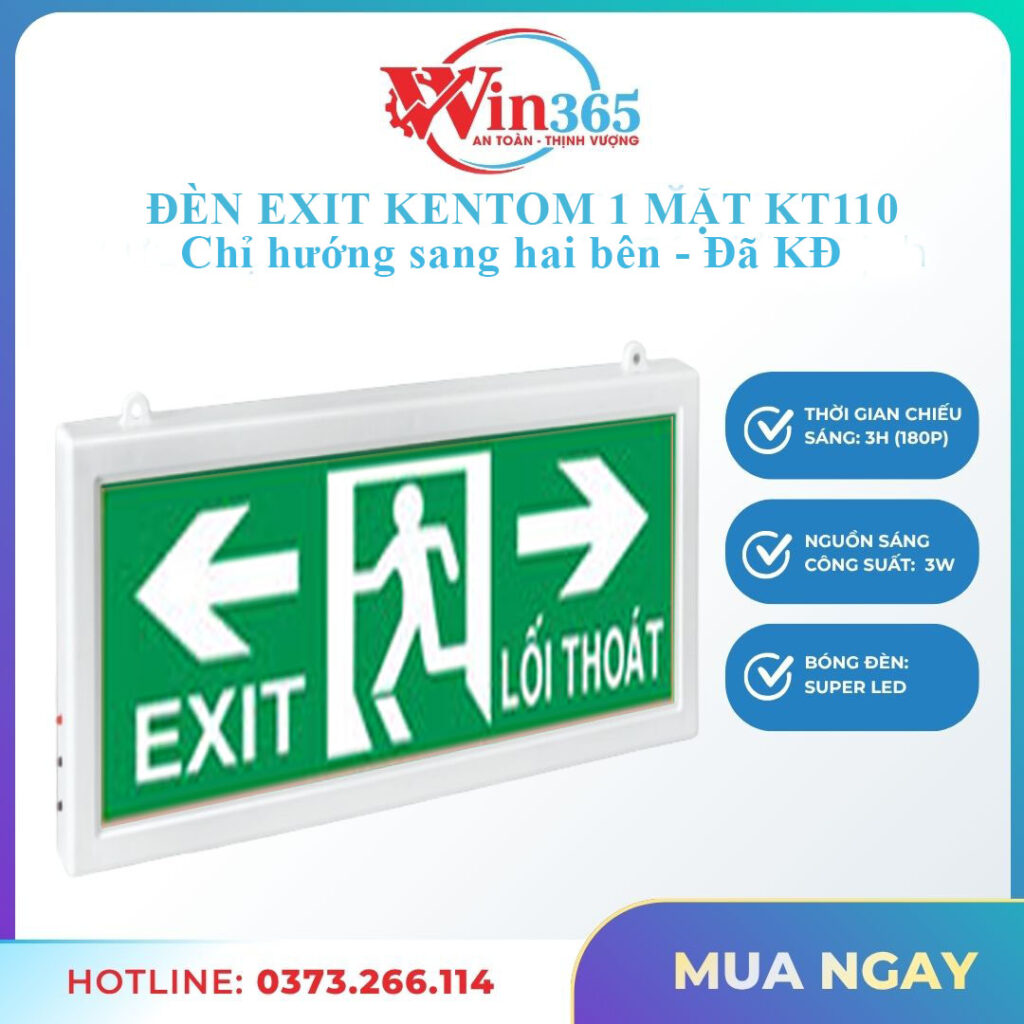 Đèn Exit Kentom KT110 Hướng Sang Hai Bên