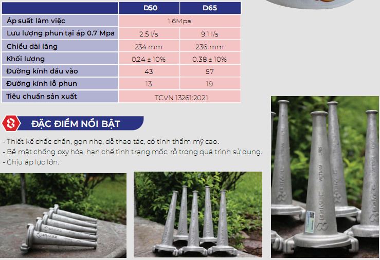 Thông số kĩ thuật lăng chữa cháy d50 và D65 83MEC/BQP